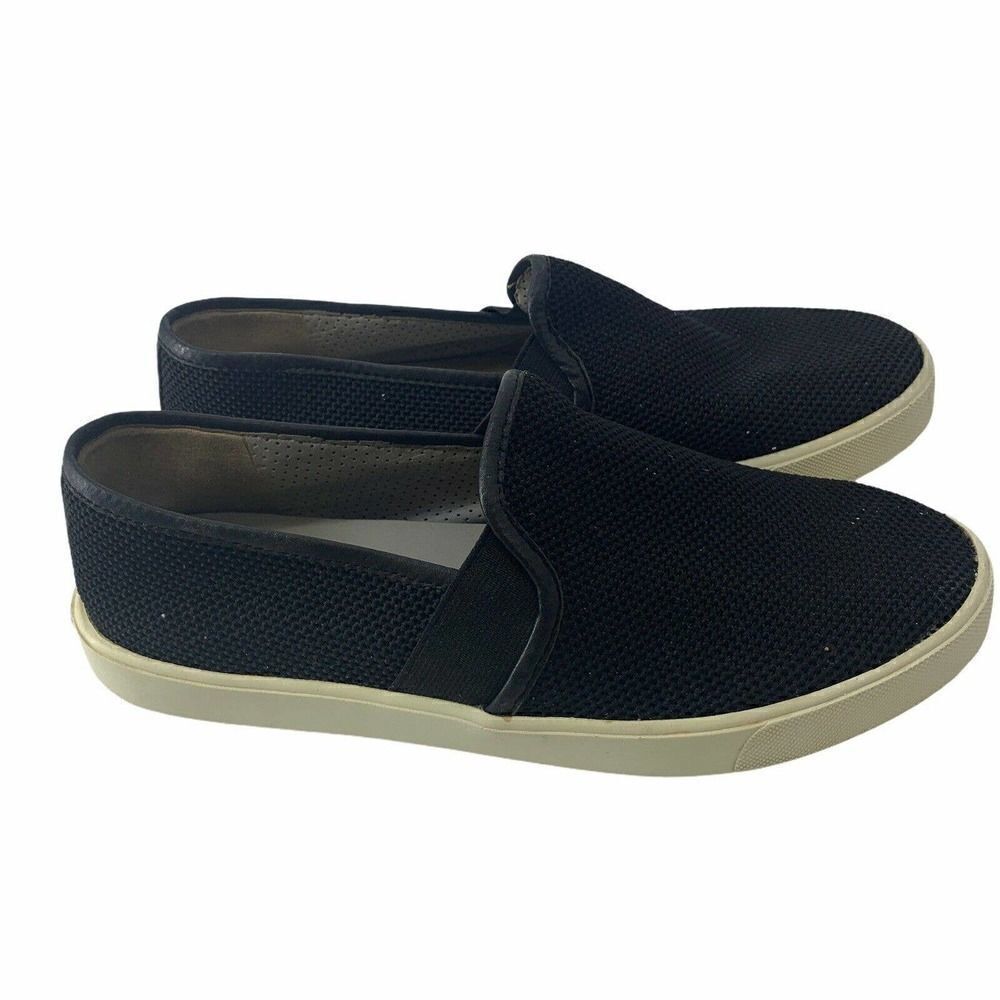 VINCE Black Woven Blair Slip On Sneakers 7.5